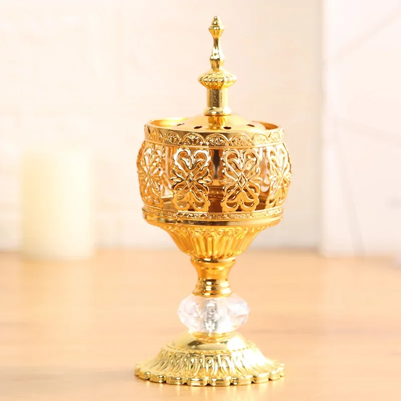 Creative Hollow tower incense burner Arabic style Incense Burner For Home Hotel Decoration Golden Metal bakhoor Incense Holder