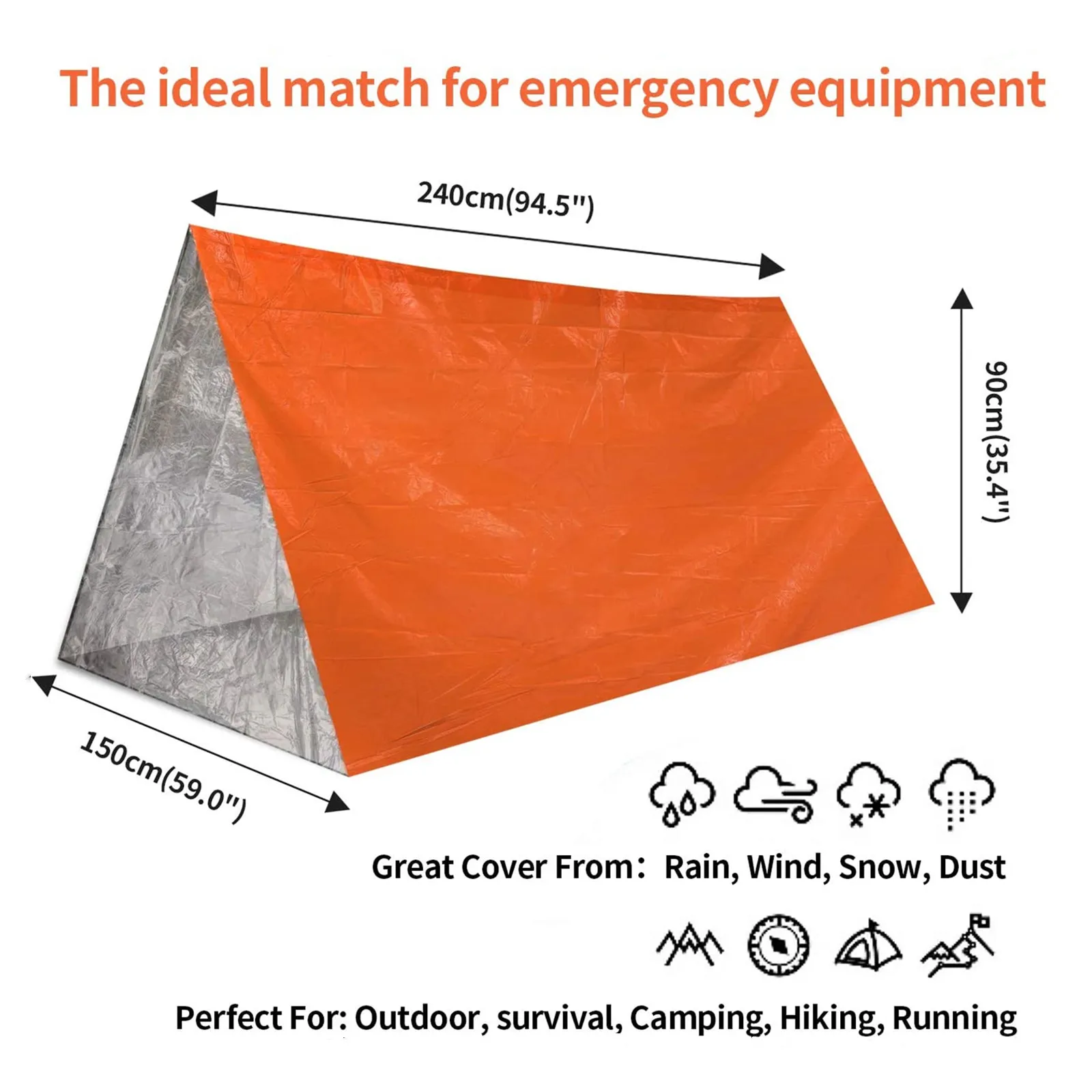 2 Person Emergency Survival Shelter Tent with Paracord and Whistle - Essential Survival Gear