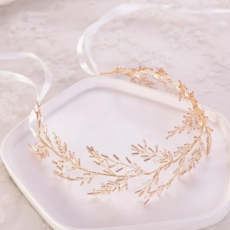 Gold Color Crystal Headband Hairband Tiara Party Rhinestone Hair Vine Bridal Wedding Hair Accessories Jewelry Vine Band Headband