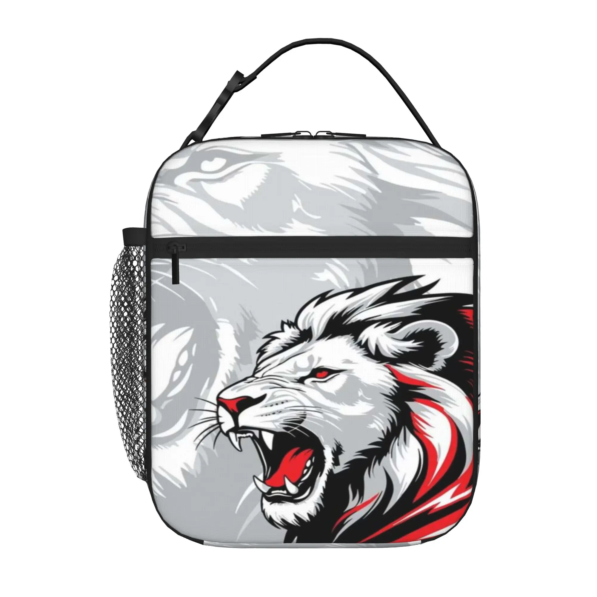 Back to school season  Lunch Bag Red White Roaring Lion Graphic Vintage Good Quality Personalised Lightweight Lunch Bag