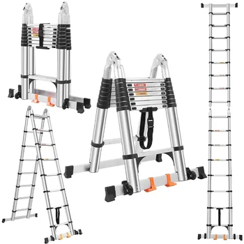 접이식 알루미늄 익스텐션 사다리, 접이식 접이식 사다리, 가정 및 야외용, A 프레임, 2.3m 용량 