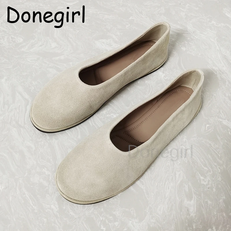 

Brand Design Genuine Leather Women Shoes Loafers Cowhide Suede Flat Shoes Women Casual Solid Slip On Shoes Woman Ballet Flats