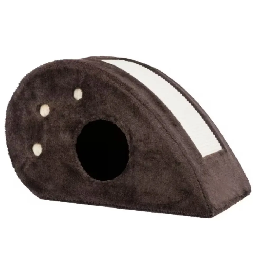 

Topi Cat Condo with Scratching Surface and Cat Toys,17.5 in. W x 11.75 in. D x 12.75 in. H, Chocolate Brown