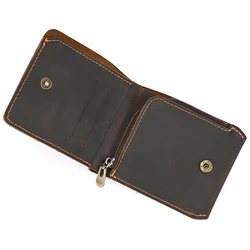 Retro Leather Wallet Genuine Leather Short Coin Purse Card Holder Men's Short Purse Cow Leather Bifold Wallets For Man Male