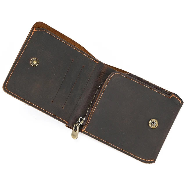 Portfel skórzany retro Krótka portmonetka z prawdziwej skóry Krótka portmonetka męska Krótka portmonetka ze skóry bydlęcej Portfele Bifold dla mężczyzn Mężczyzna