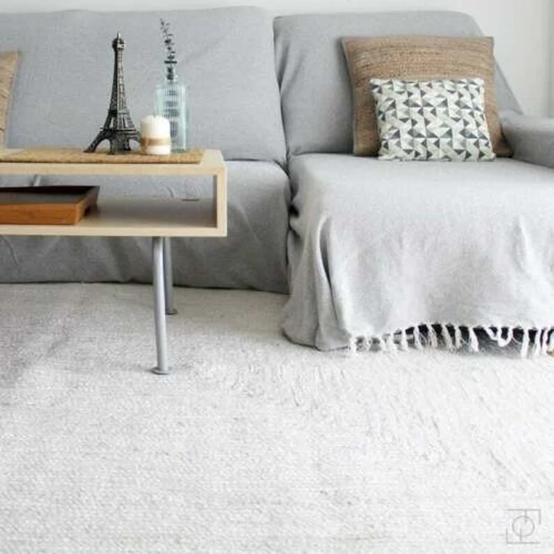 Rug 100% Natural Jute Braided Style White Carpet Modern Rustic Look Area Rug