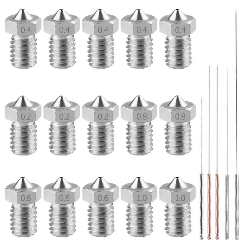 

Stainless Steel Nozzle Set 3D Printer Parts, Extruder Nozzle Cleaning Needle Kit with Box