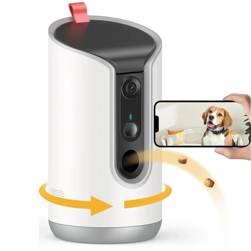 2025 Hot Sale Pet Food Dispenser 360 Degrees Automatic Pet Camera Smart Dog Treat Dispenser Auto Tracking Remote View