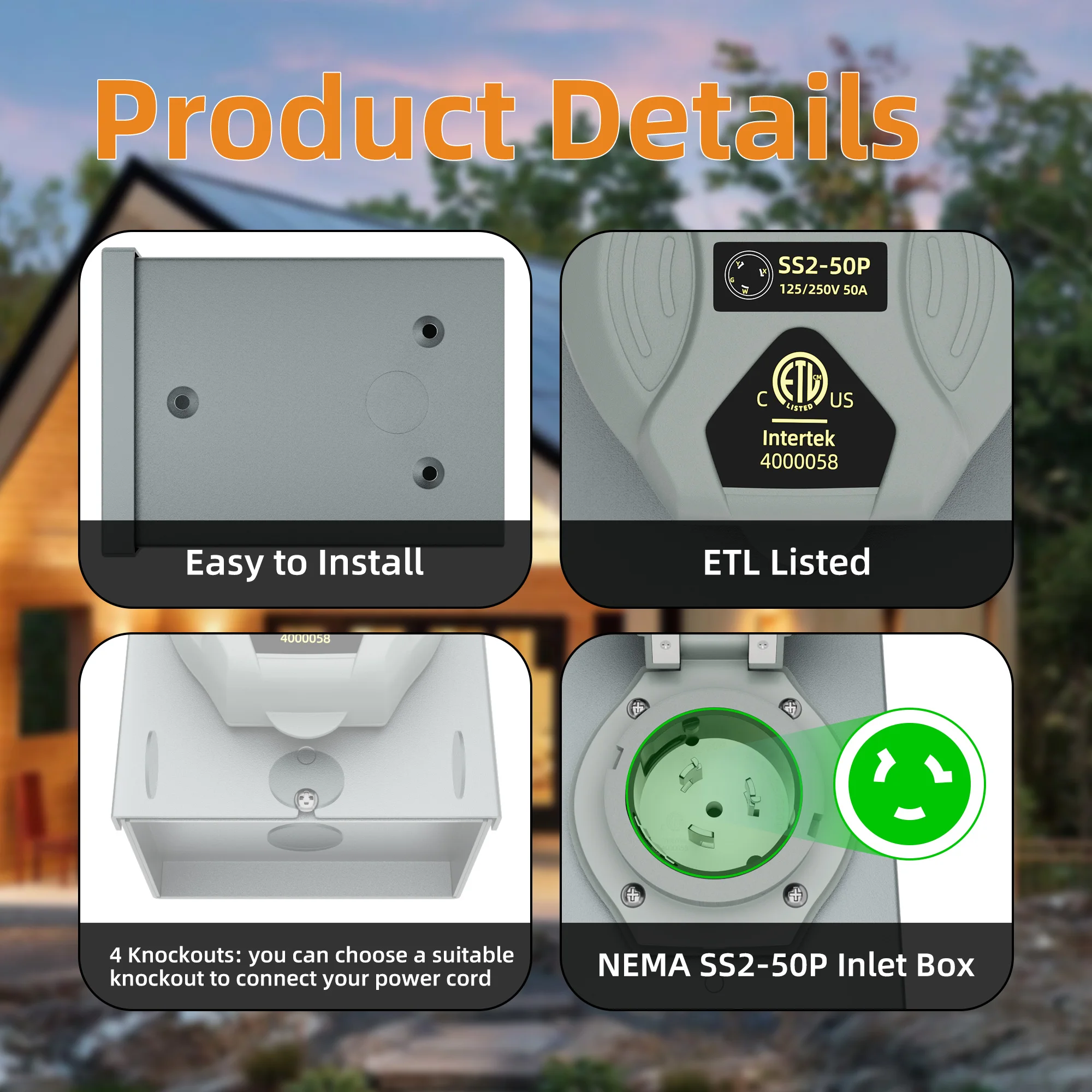 50アンペア入力発電機ボックスNEMA IP67防水ソケット - Outdoor Power Inlet Box のレビューと価格