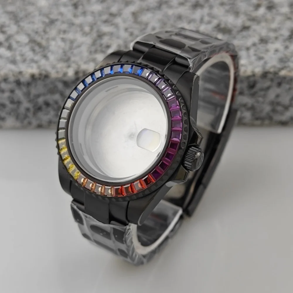 NH35 case rainbow bezel SUB mechanical watch installation NH38/NH36 inlaid rainbow watch assembly mechanical watch accessories