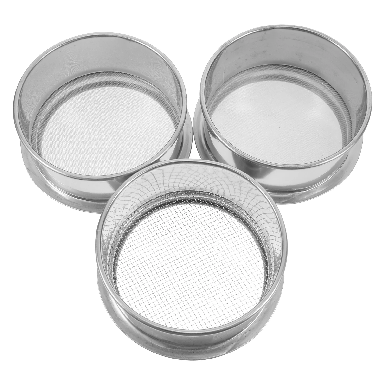 

3pcs Stainless Steel Sieve Separation Sand Sifter Powder Kitchen Strainers Mesh Standard Test Lab Tools Soil Gardening