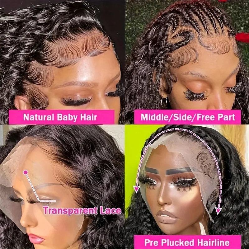 30 36 Inch 360 Full Lace Wig Invisible Drawstring Deep Wave  display picture 3