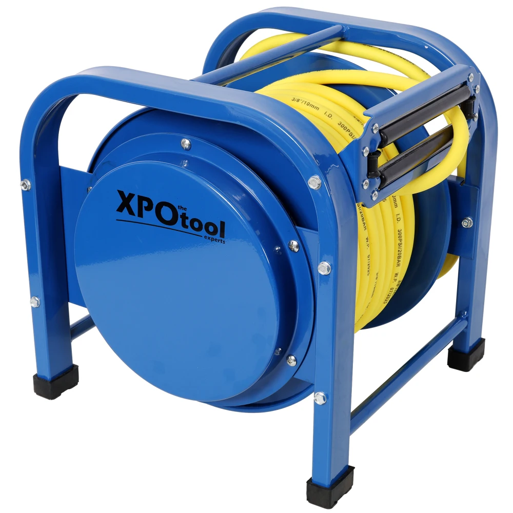 

Retractable Air Hose Reel:3/8\"x100ft,300PSI,Spring-Steel,Heavy Duty Hybrid Portable&Durable