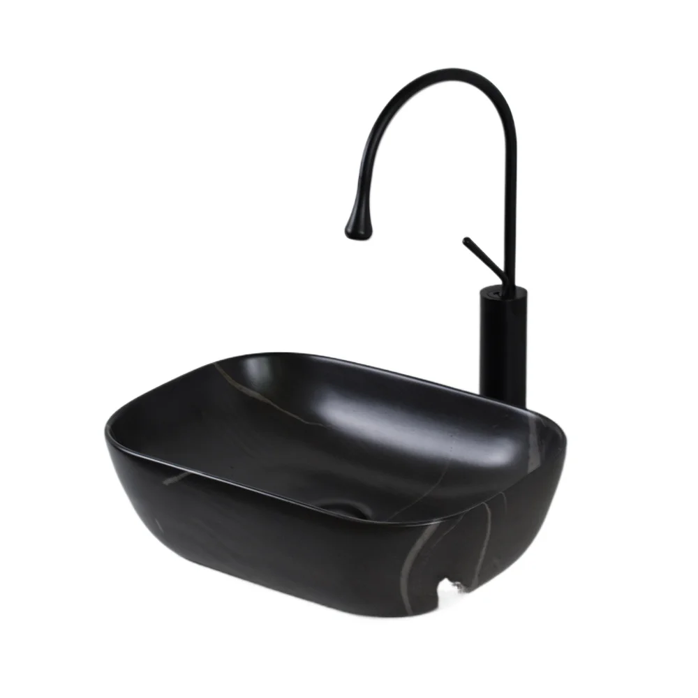 

Nordic simple marble pattern art stage basin hand washing household bathroom ceramic face washing basin
