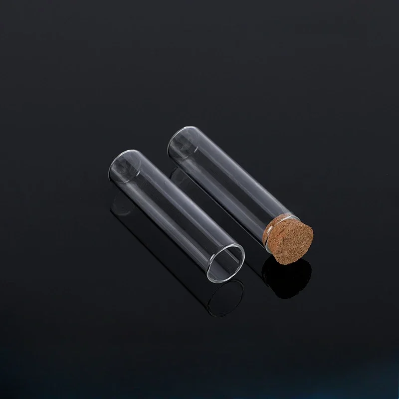 DIA 12mm to 30mm Transparent Clear Lab Flat Bottom Thickening Glass Test Tube with Cork Stoppers