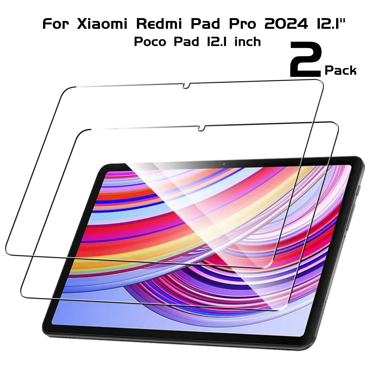 

2 Pack Tempered Glass Protector for Xiaomi Poco Pad 12.1 Inch Screen Protectors for Xiaomi Redmi Pad Pro 2024 12.1" Glass Film