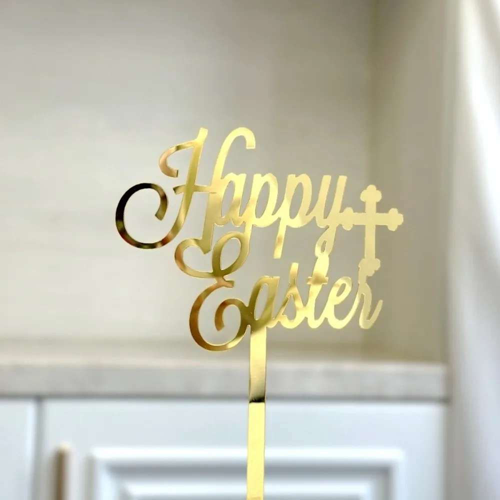 Acrylic Happy Easter Cake Topper Decorative Cartoon Rabbit Cake Toppers Rabbit Egg Pattern Easter Egg Bunny Decor