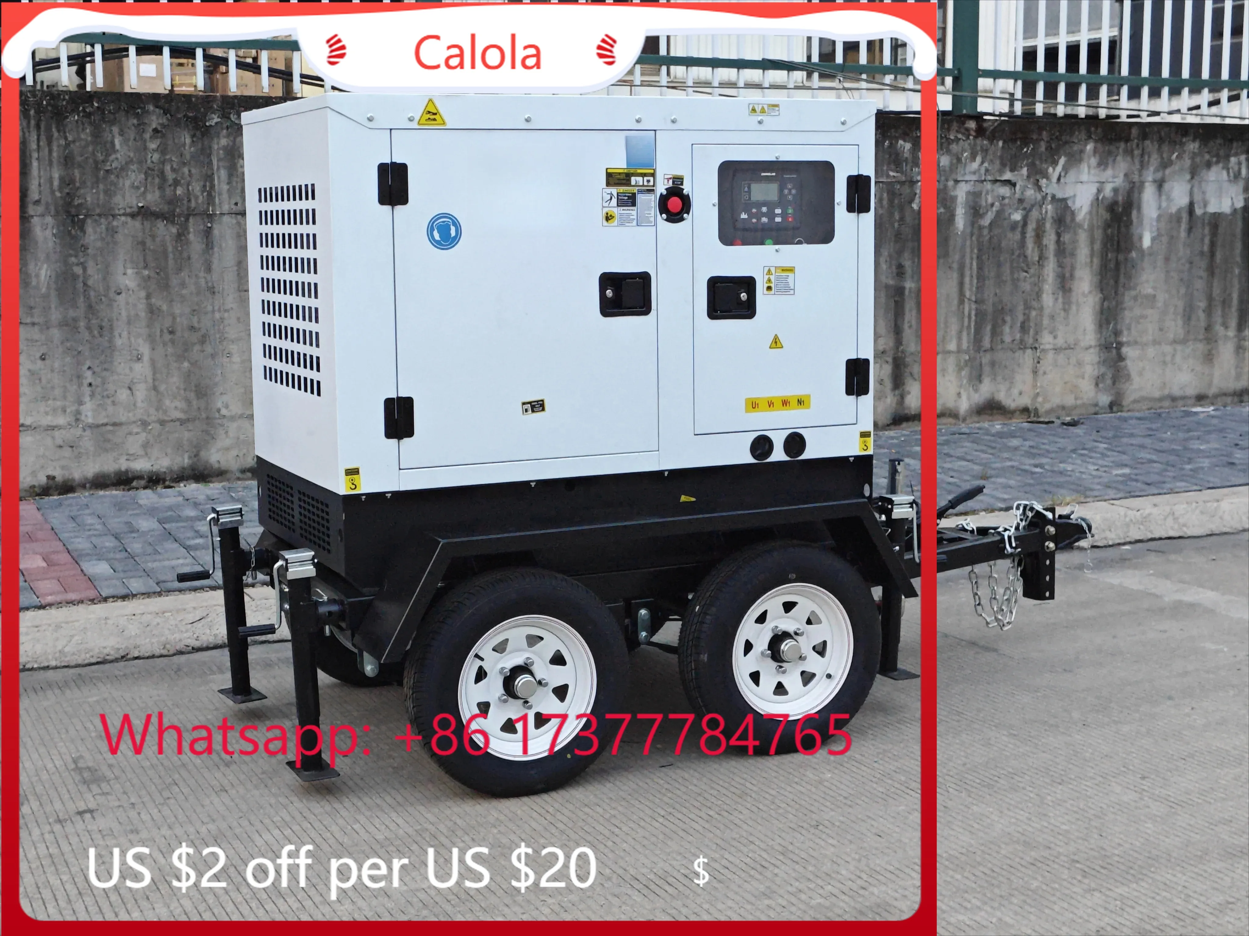 20KW Trailer Type Silent Generator Water Cooling Mobile Portable Generator Set 30KW 40KW 50KW