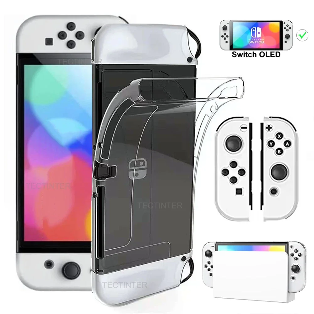 

Разделенный защитный чехол из ТПУ для игровой консоли Nintendo Switch Oled, джойстик, прозрачный кожный чехол, прозрачная защитная рамка, аксессуары