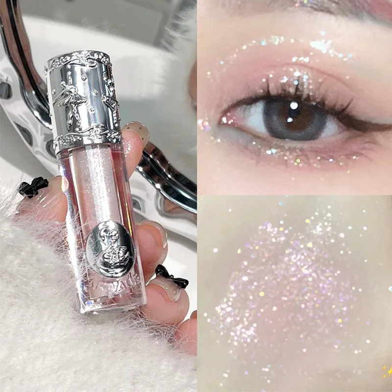 2024 5 Kleur Glitter Vloeibare Oogschaduw Waterdichte Parelmoer Glanzende Oogschaduw Markeerstift Pailletten Liggend Zijderups Make-Up Cosmetisch