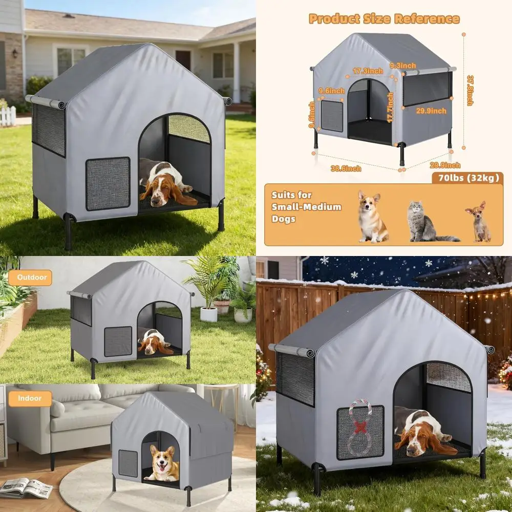 

Всесезонный домик для больших собак для использования на улице и в помещении - всепогодное укрытие для маленьких и средних собак, кошек и домашнего скота