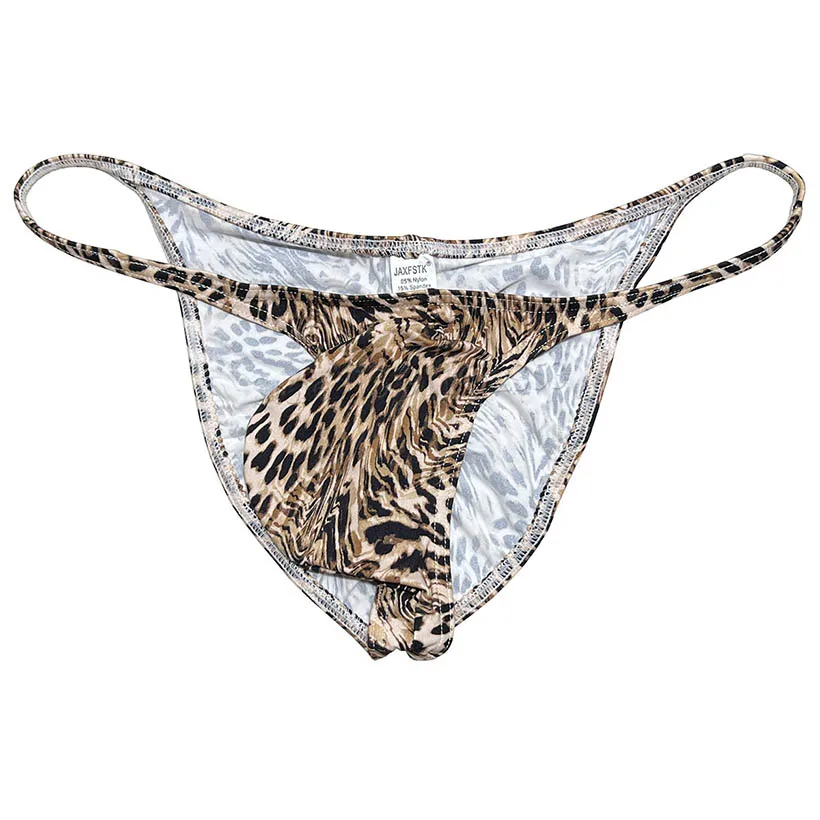 Men Leopard Cheeky Briefs Underpants Underwear Cheeky Bikini Panties Pouch Narrow Waist Posing Shorts