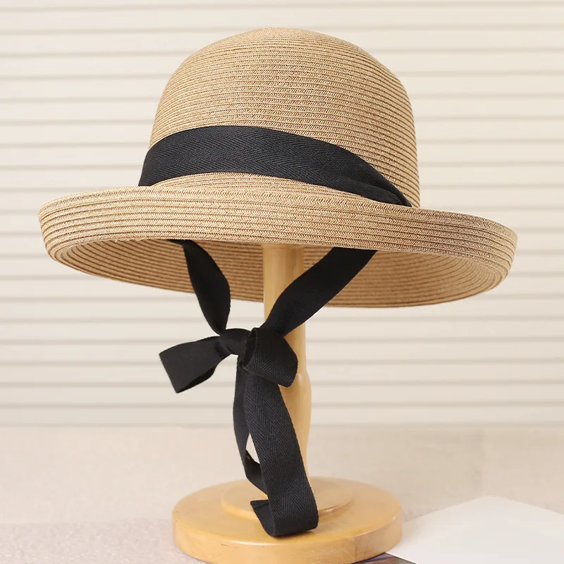 

Trendy Women's Summer Straw Hat Sun Hat Bow Ribbon Beach Hat UV Protection Wide Brim Hat Travel Vacation Breathable Beach Caps