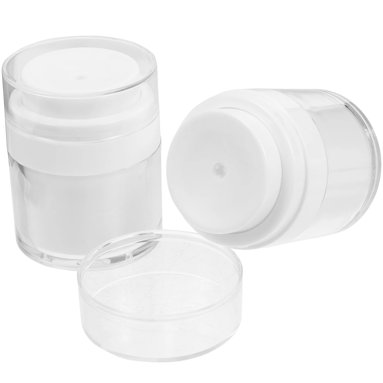 

2 Pcs Press Cream Jar Refillable Travel Bottles Lotion with Pump Empty Liquid Reusable Small As Dispenser