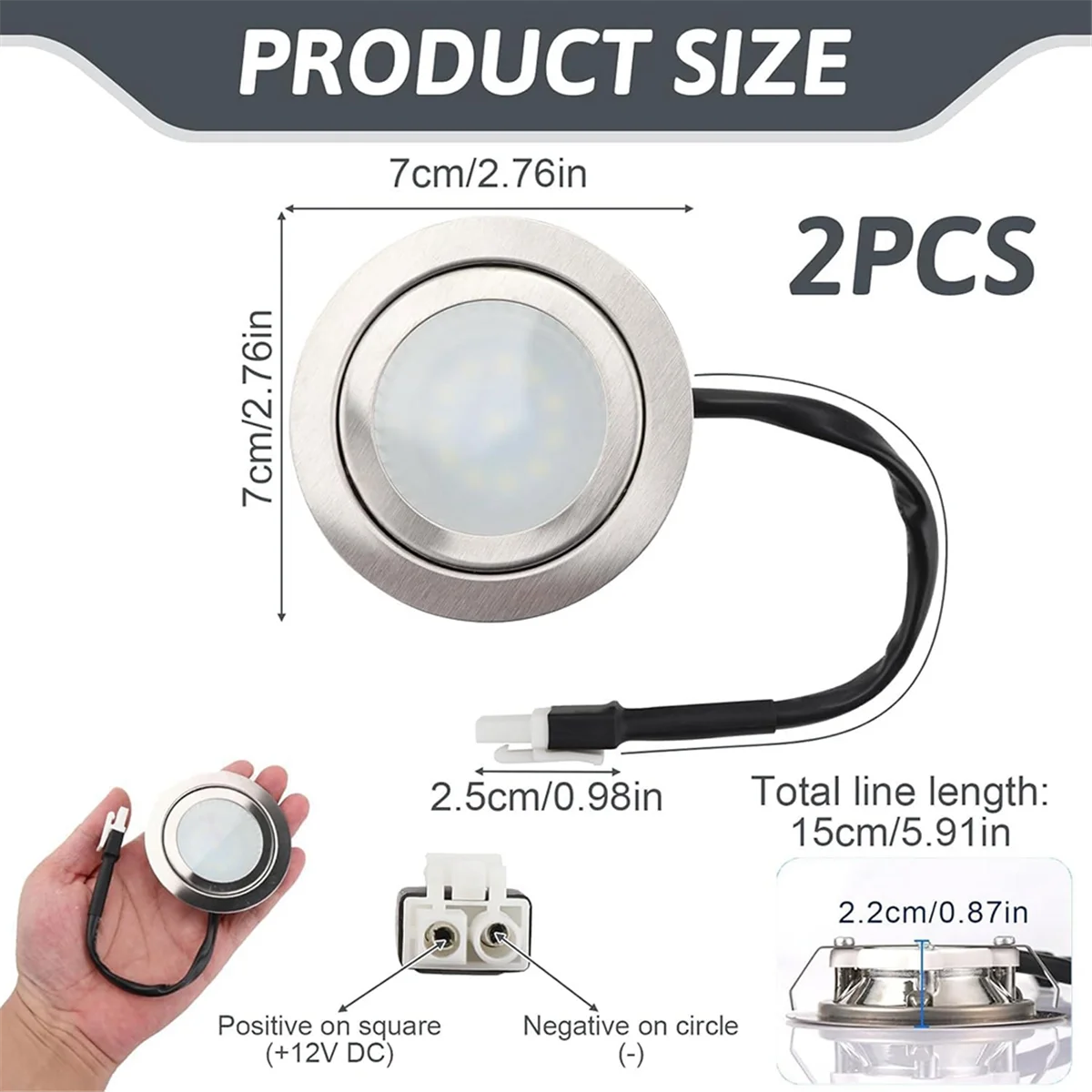 Jetzt im Trend: 12 V DC 2 W Dunstabzugshaubenleuchten mit EL-Buchse, 2 Stück Loch, für Schrank, Herd, LED-Leuchte, Küchenlampen