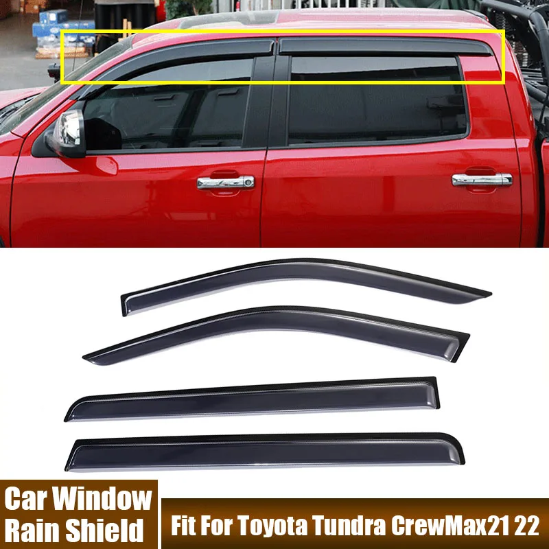 

Car Window Deflector Rain Cover 4Pcs/Set Paste-Mounted Sunshield Window Rain Shields Fit For Toyota Tundra CrewMax 2021 2022