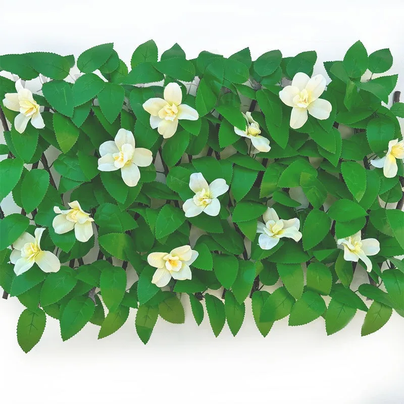 40cm Teleskop-Zaun mit Künstlichen Blättern, Plastikpflanzen, Simulierter Blumenzaun für Garten, Hof, Wanddekoration, Heim-Landschaftsornament – Detail 4