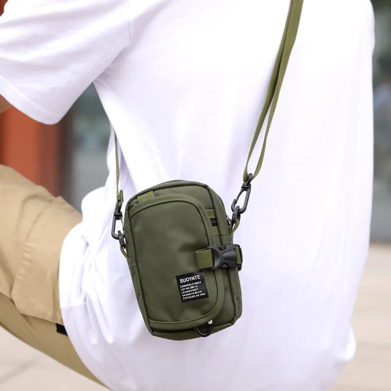 Fashion Men\'s Bag Nylon Small Shoulder Bag Trendy Waist Bag Lightweight Boy Mini Casual Bag Mobile Phone Waist Pack