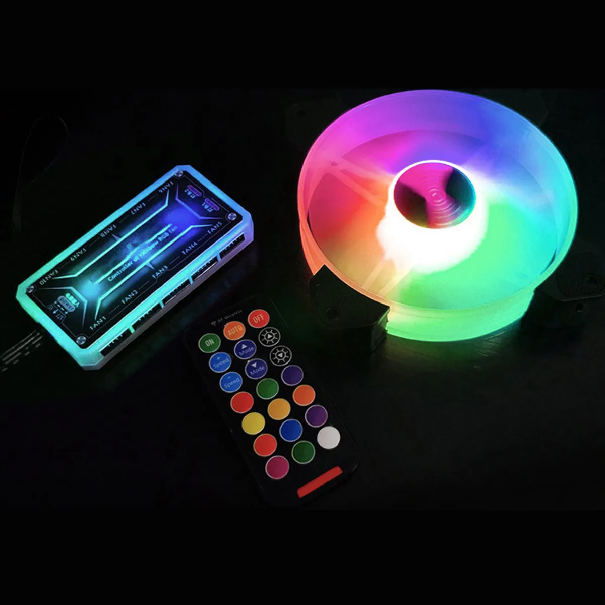 

3Pcs Rgb Pc Cooling Fan Quiet Adjustable 120Mm Computer Case Fan Cooler Silent Hydraulic Bearing Rgb Lighting System
