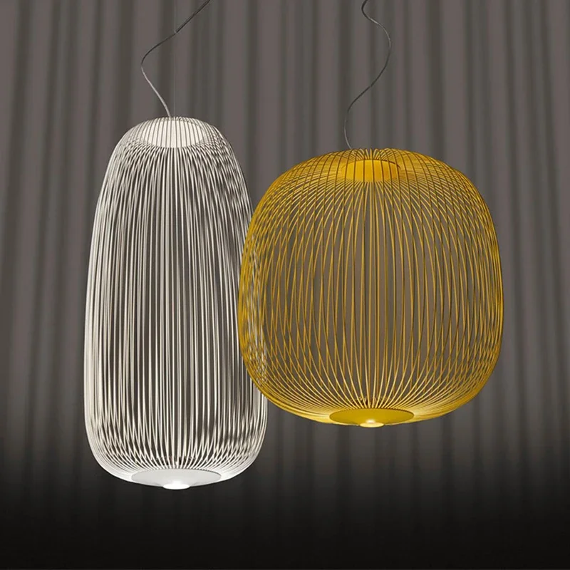 

Moden Led Pendant Lights Bird Cage Hanging Lamps Dining Room Nordic Living Room Decor Chandeliers Bedroom Bedside Light Fixtures