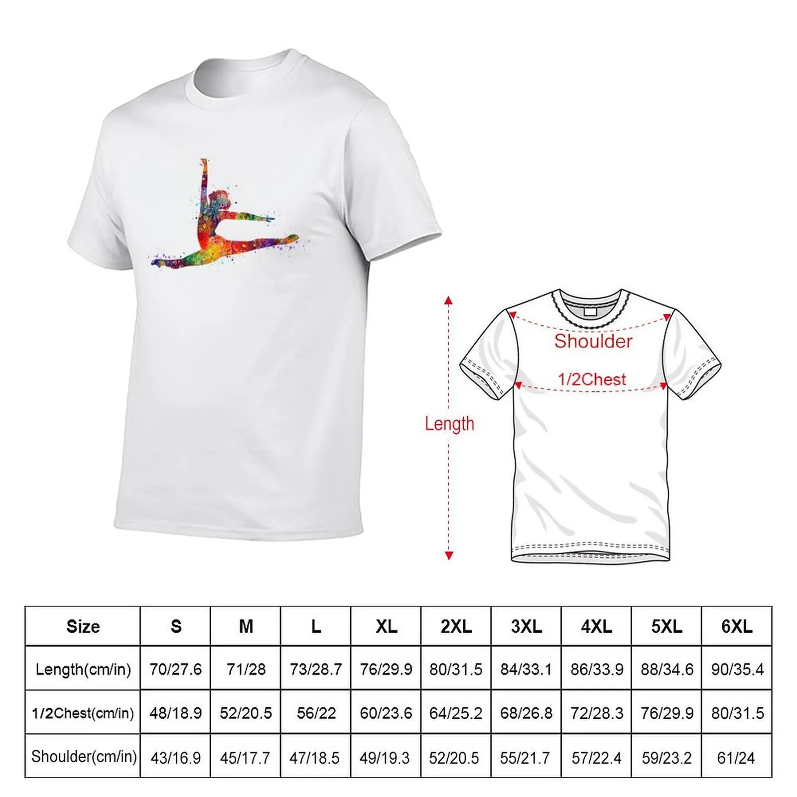 Girl Gymnastics Twine Watercolor T-Shirt man t shirt summer anime tshirt cotton t shirt man T-shirt