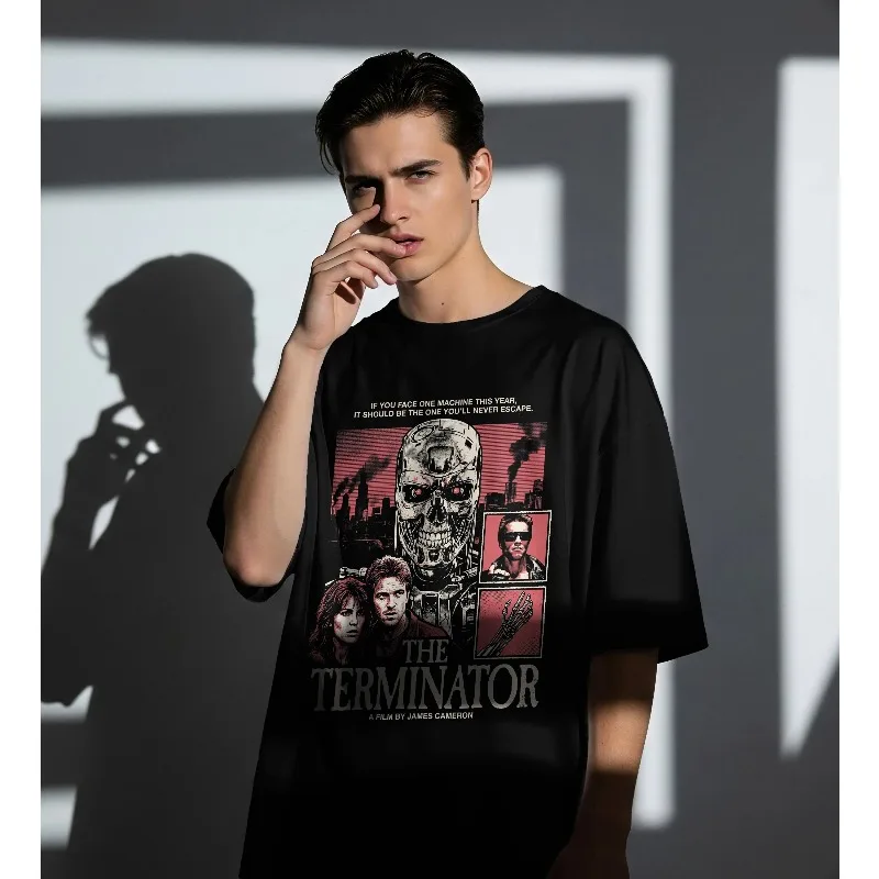 The Terminator 1984 Graphic Tee James Cameron Sci-Fi Action Shirt Four season popular unisex cotton T-shirt