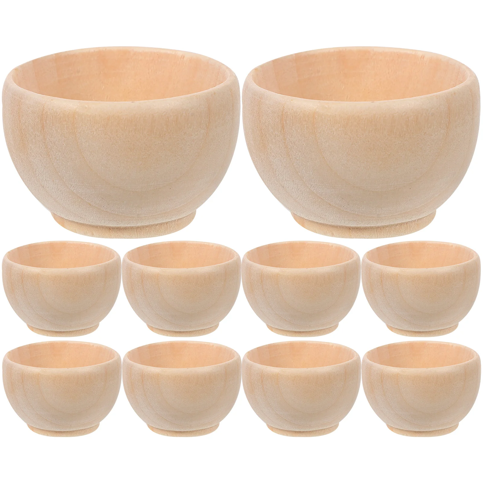 

10 Pcs Wooden Bowl Toy Bowls DIY Supplies Small Beads Mini Cutlery Craft Child Paintable