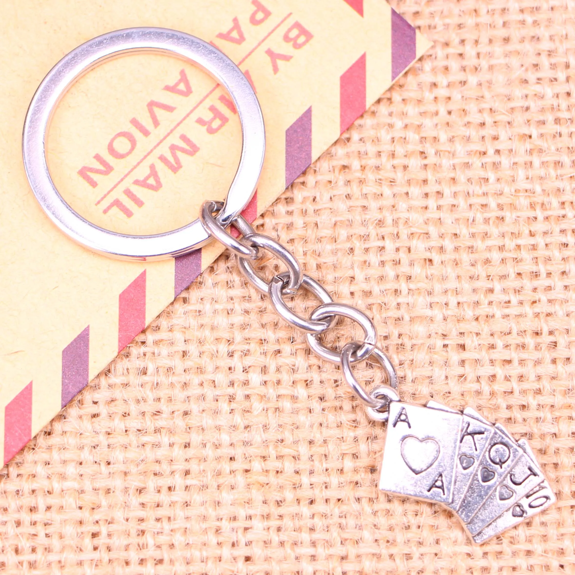 20pcs Keychain 24x13mm Playing Cards Poker Train Seqence Pendants DIY Men Jewelry Car Key Chain Ring Holder Souvenir For Gift