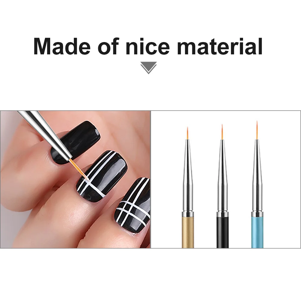 

3Pcs Nail Art Pens Manicure Brush Tools Durable Set for DIY Nail Designs Professional Salon Supplies Manicure Accessories