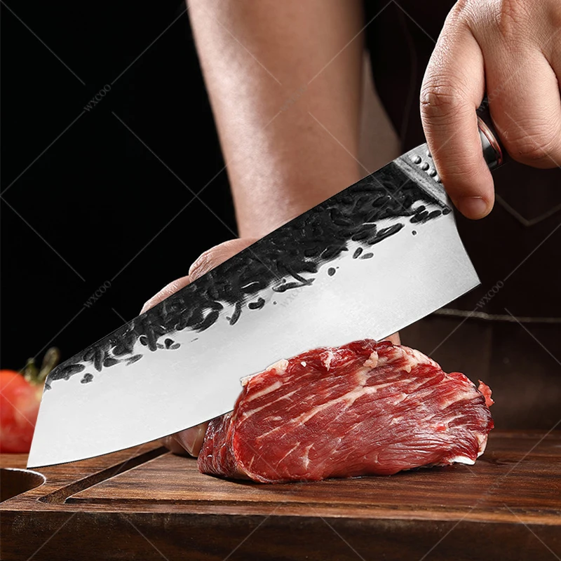 WXCOO Kitchen Chef Folding Knife Set Stainless Steel Meat Vegetables Slice Knife Professional Butcher Cleaver Boning Fish Knives