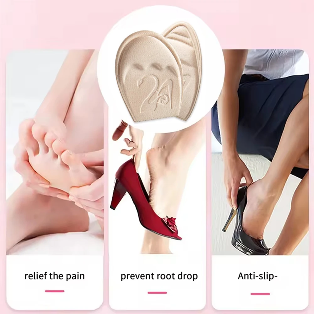 4Pcs Forefoot Pads Non-slip Toe Plug Cushion Half Insoles for Shoes Inserts Reduce Shoe Size Sponge Filler Foot Pain Relief Pad