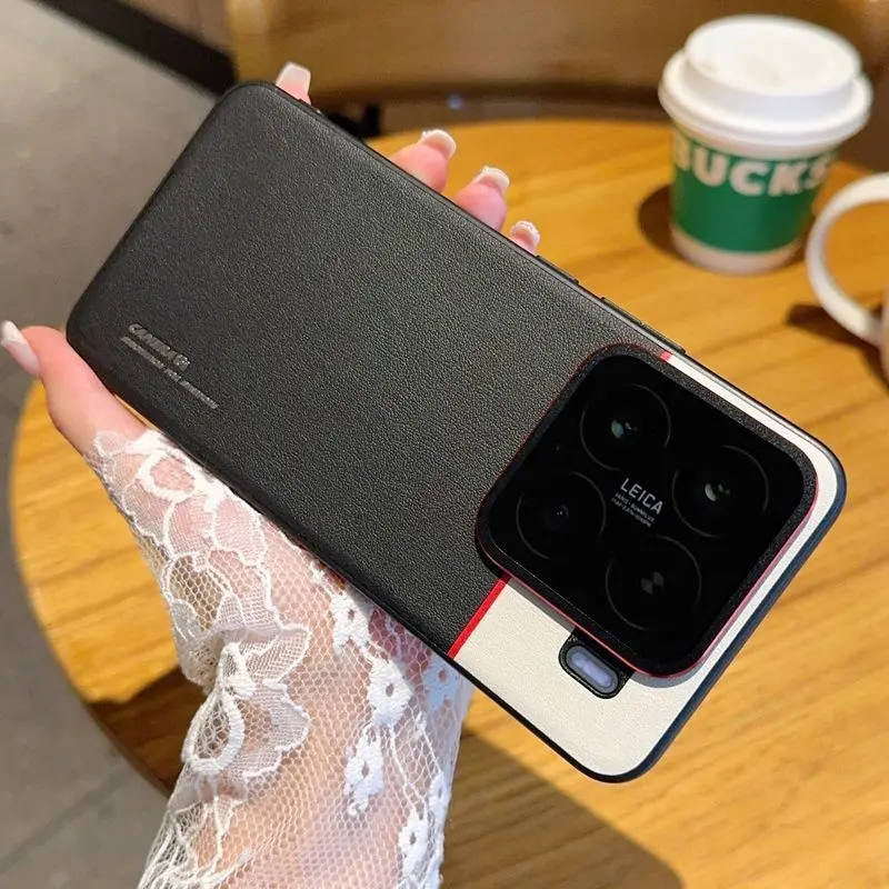 Etui na Xiaomi 17T Pro 17T, luksusowe, czerwone, z blokami kolorów, przyjazne dla skóry, skórzane etui ochronne na MII 17t Pro, ultracienkie, odporne na wstrząsy. — zdjęcie produktu 5