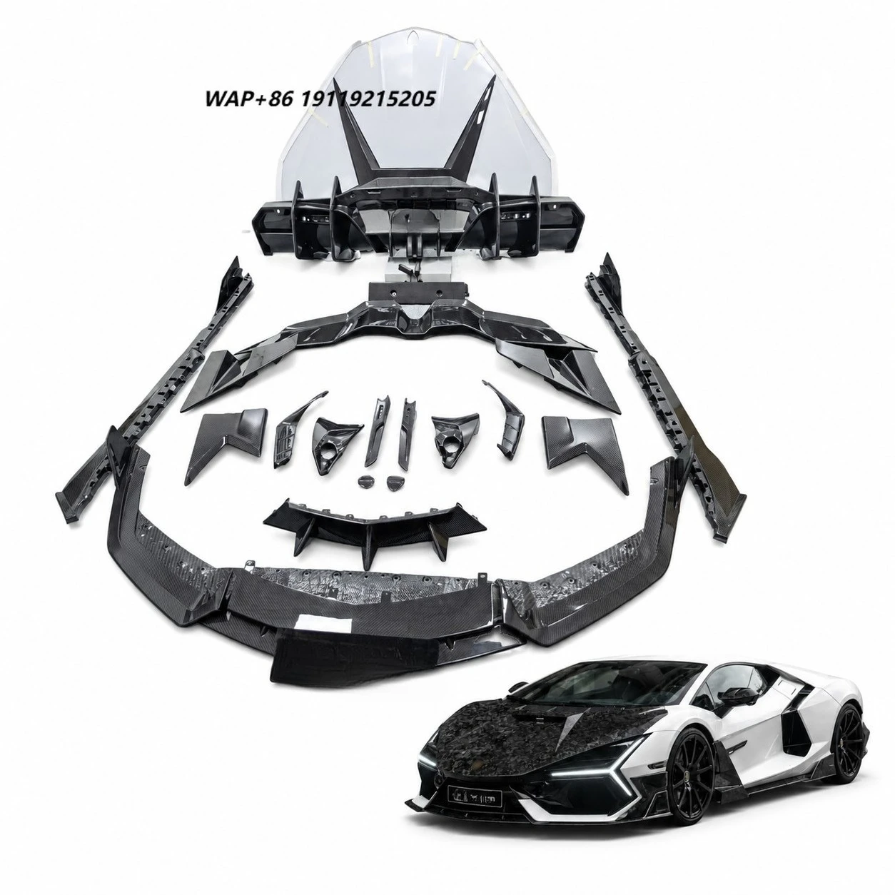 For Revuelto MSY Style Full Dry Carbon Fiber Body Kit Front Lip Side Skirts Rear Diffuser Engine Bonnet Spoiler Wing