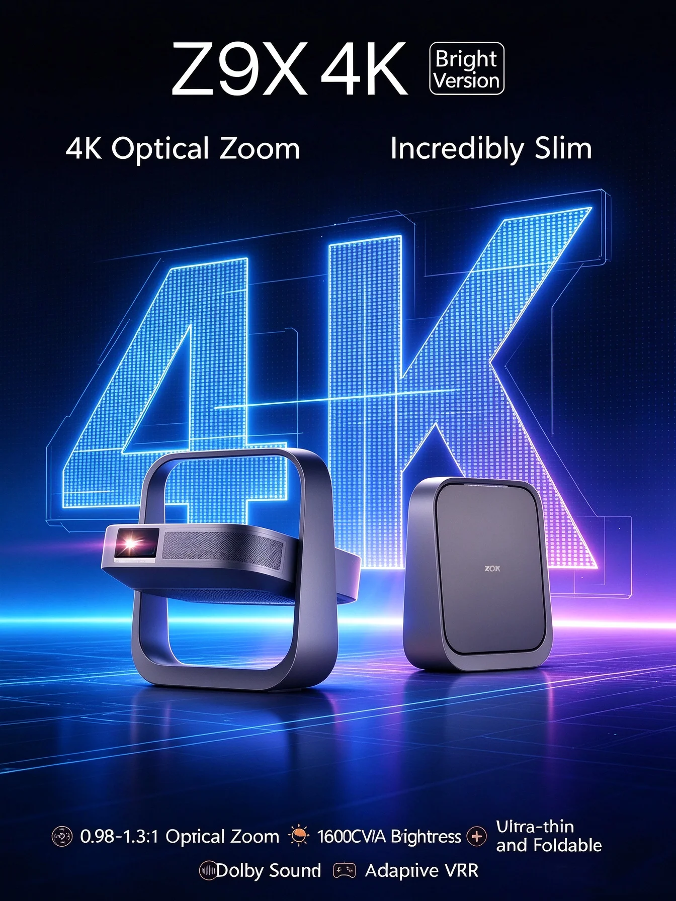 XGIMI Z9X Highlighted Version 1600CVIA Native 4K NUMB‑42 (QuaLas RGB) Projector Optical Zoom Android Beam for Home Cinema