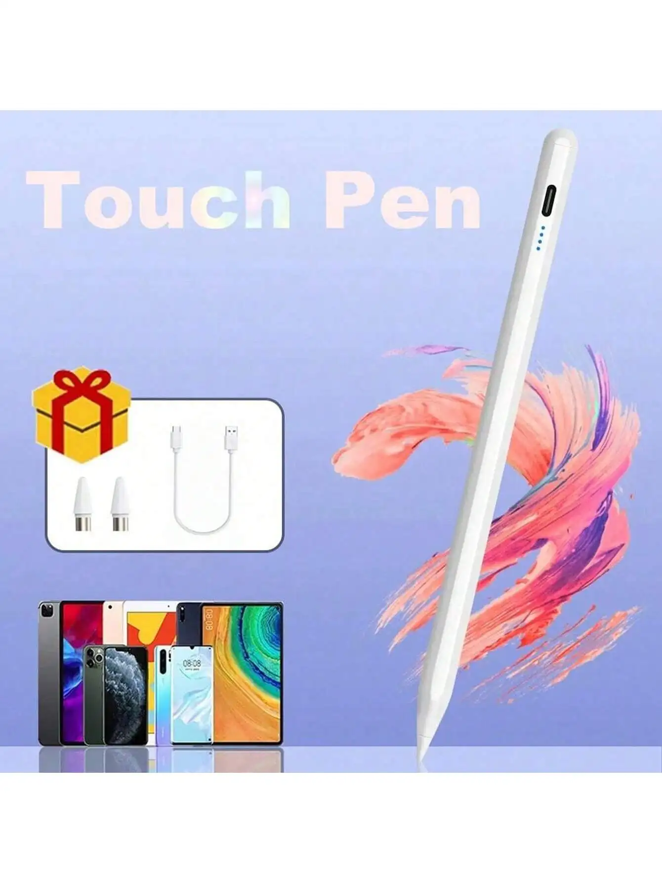 Universal Capacitive Stylus Pen for /Ios/Android, Rechargeable Capacitive Pencil [2 Stylus Tips + 1 Charging Cable]