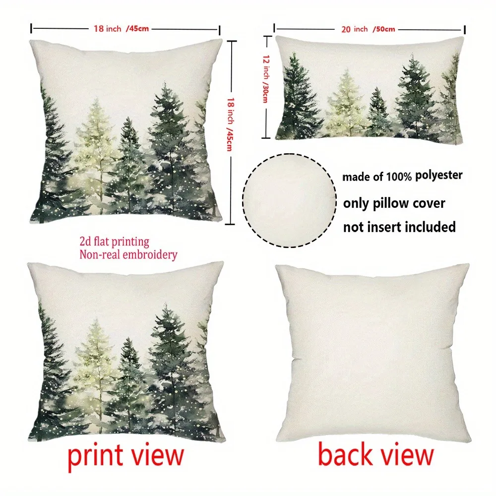 Fundas de almohada con estampado de pino navideño: decoración festa para su hogar, funda de cojín para sofá, decoración del