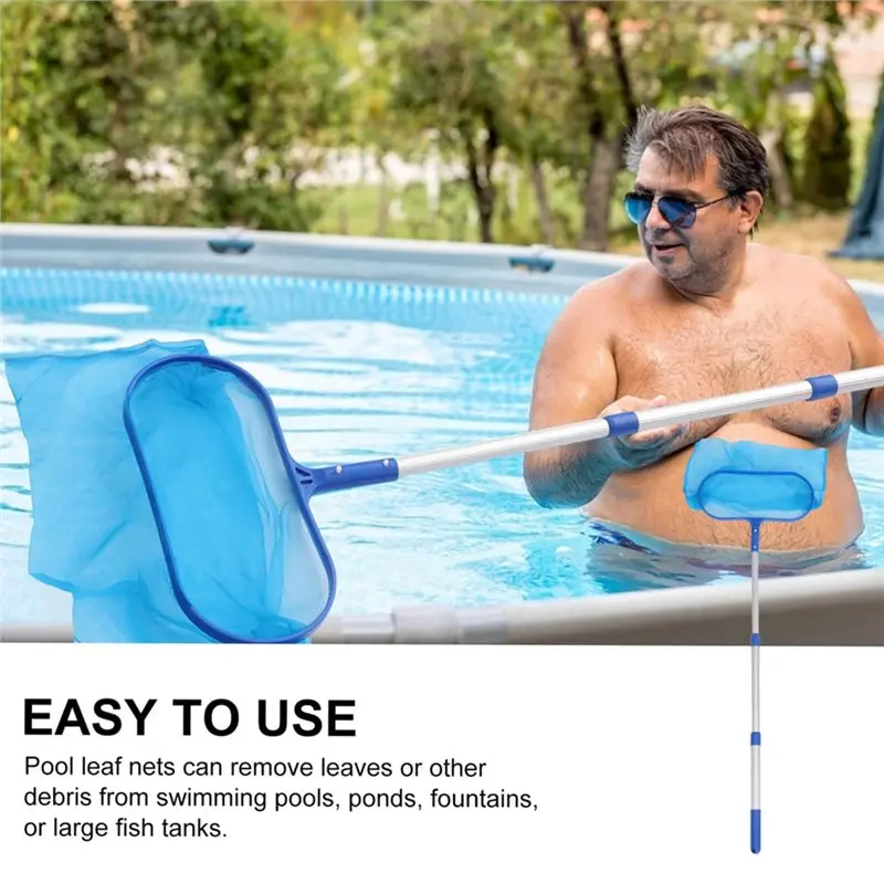 【New User-Coupon!】Fine Mesh Pool Skimmer Net-Adjustable Telescoping Pole(3Pcs/Set)