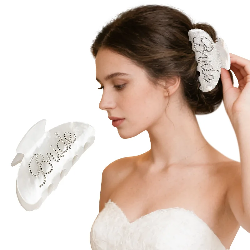 

Bride Letter Hair Claws Glitter Rhinestone Grab for Wedding Bridal Shower Decoration Bachelorette Party Supplies Hair Clips Gift
