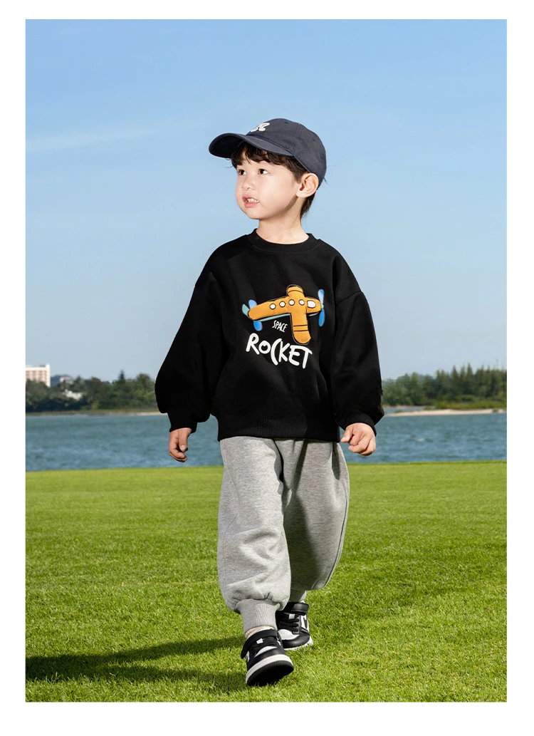 Kids Hoodies New 2025 Spring Fashion Stereoscopic Aircraft Cool Simple Style Baggy Casual Korean Long Sleeve