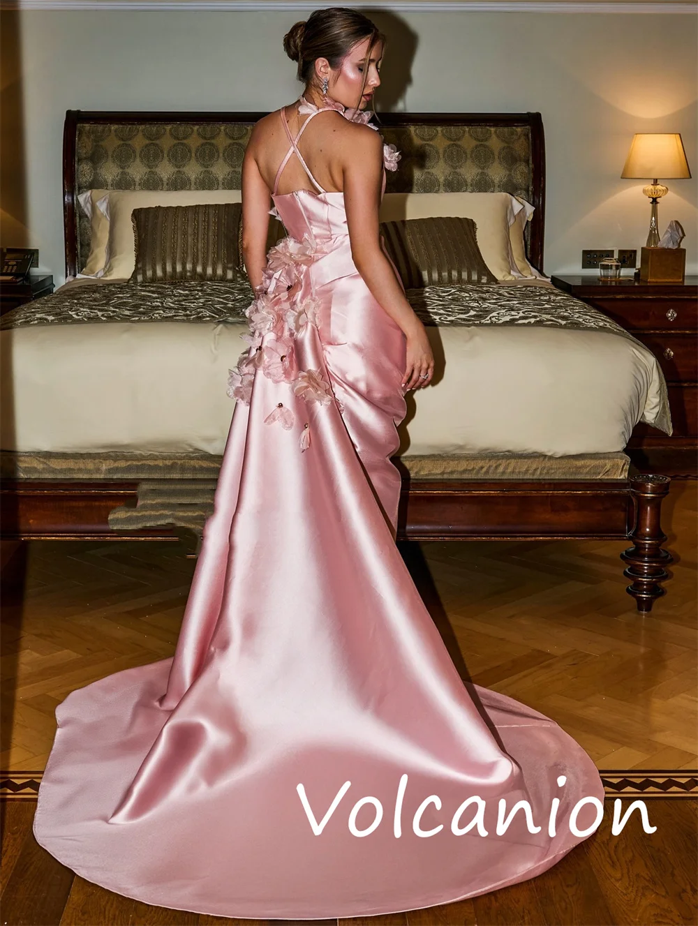 Abiti lunghi senza schienale a tromba con pieghe in paillettes Charmeuse di alta qualità personalizzati Occasioni su misura Sparkle